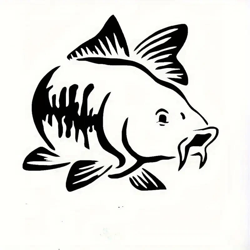 1 X Carp Fishing Sticker, Car, Van, Window Decoration, 2 Designs Black or White