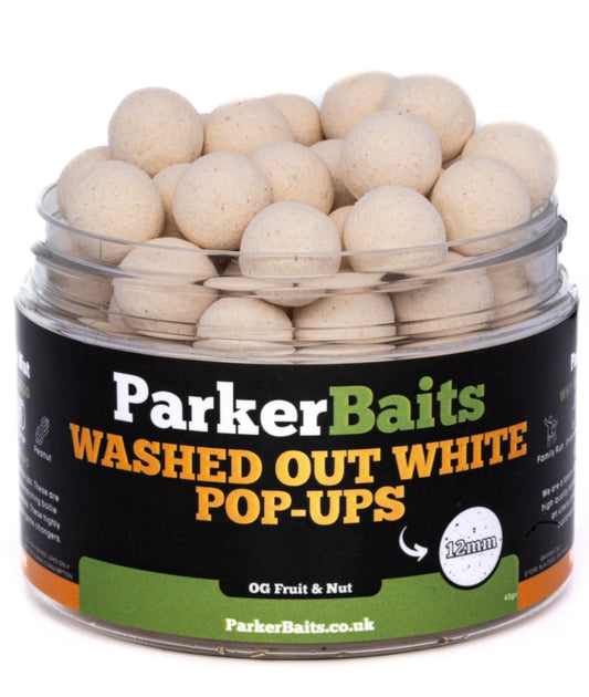 PARKER BAITS - 12mm WASHED OUT WHITE POP-UPS – OG FRUIT & NUT