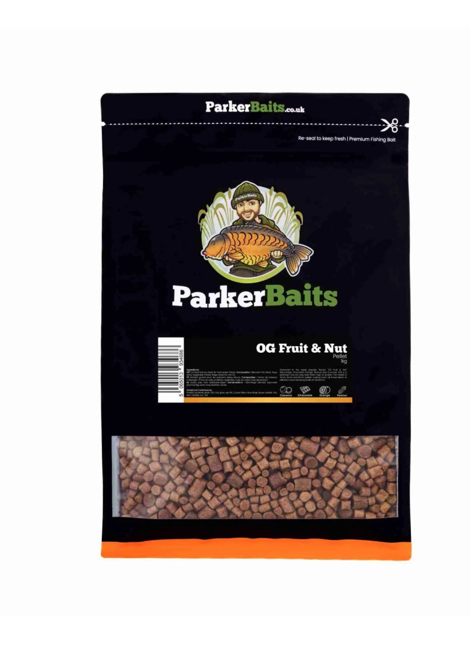 PARKER BAITS - PELLET – OG FRUIT & NUT – 1KG carp barbel chub perch