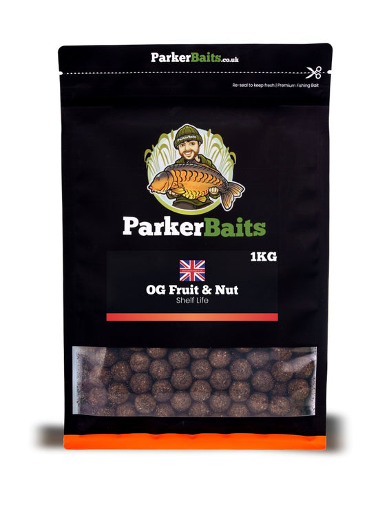 PARKER BAITS - 10mm OG FRUIT & NUT SHELF LIFE BOILIES – 1KG