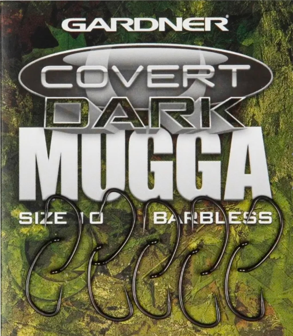 Gardner Covert Dark Mugga Hooks Barbless Various Sizes Available