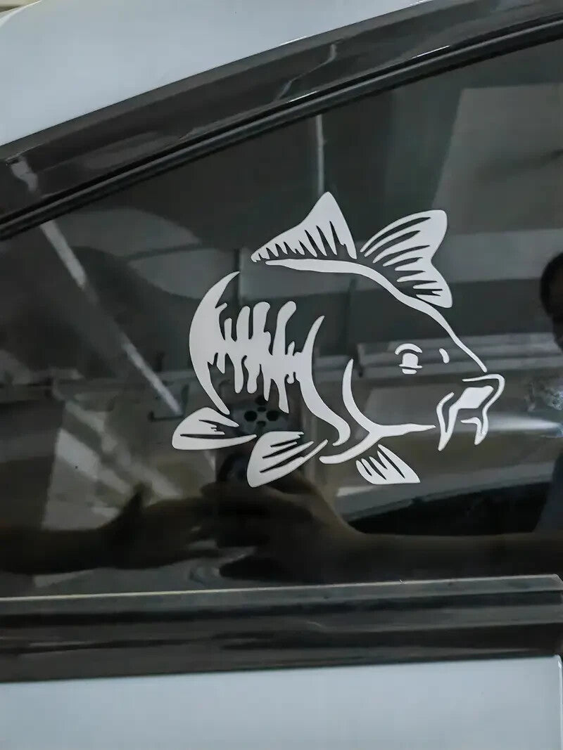 1 X Carp Fishing Sticker, Car, Van, Window Decoration, 2 Designs Black or White