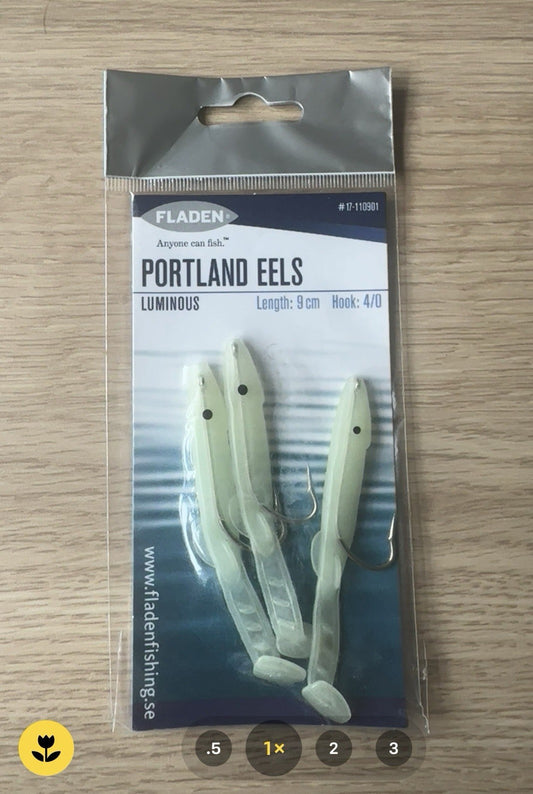 3 LUMINOUS 9cm PORTLAND SAND EELS GAME COARSE BOAT SEA FISHING BASS COD LURES