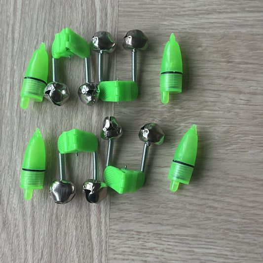 4 x Sea Fishing Tip Rod Bite Bell & Light Green