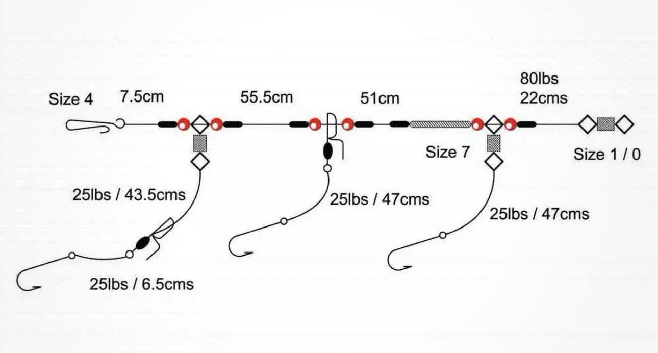 Axia Sonik 3 Hook Loop Hook Size 1/0 Beach Rigs Sea Fishing Bass Mackerel COD