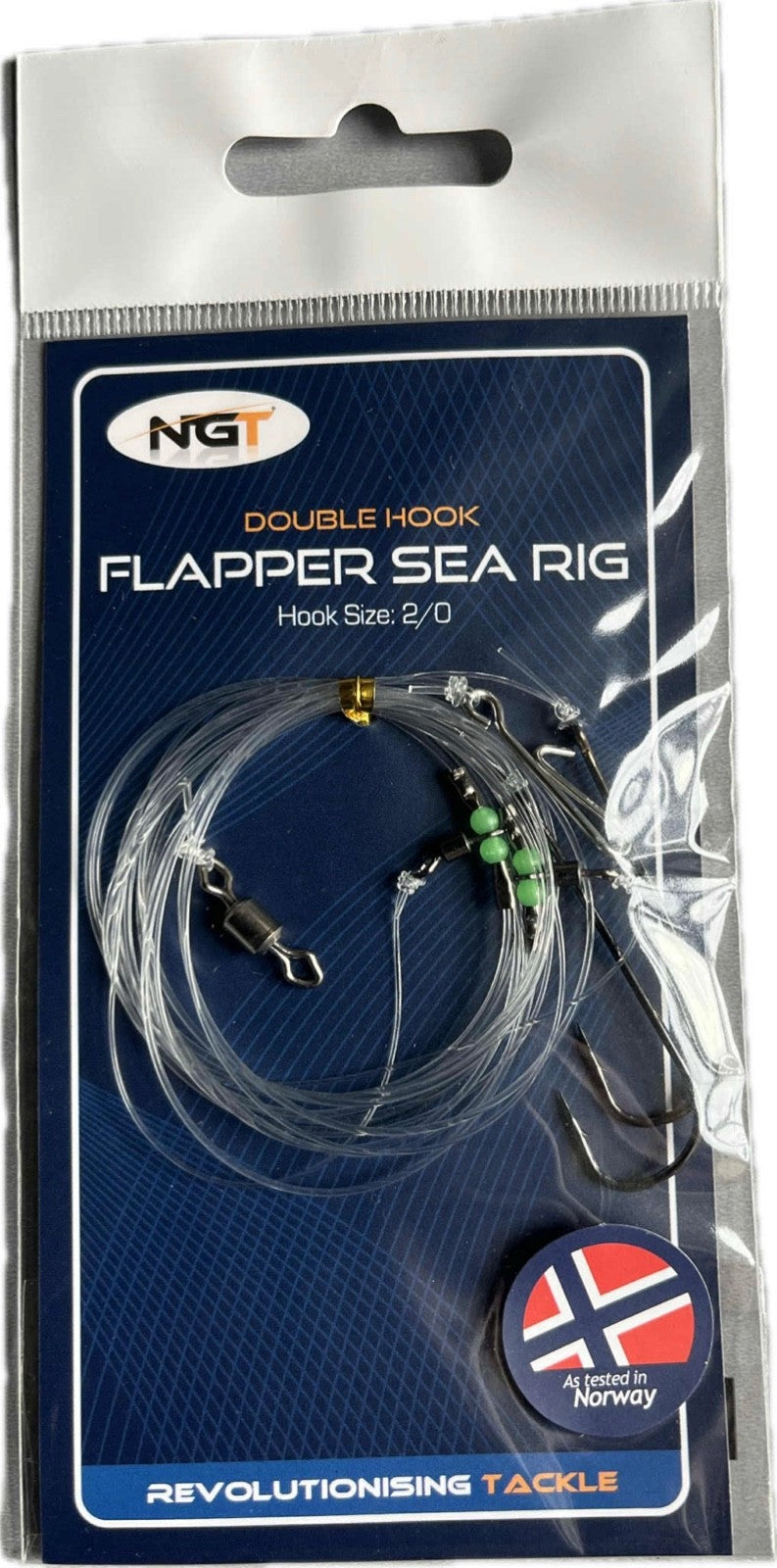 NGT Sea Rig 2 Hook Flapper, Size 2/0 80LB QTY  1, 2 or 3 Beach, Pier Fishing Sea