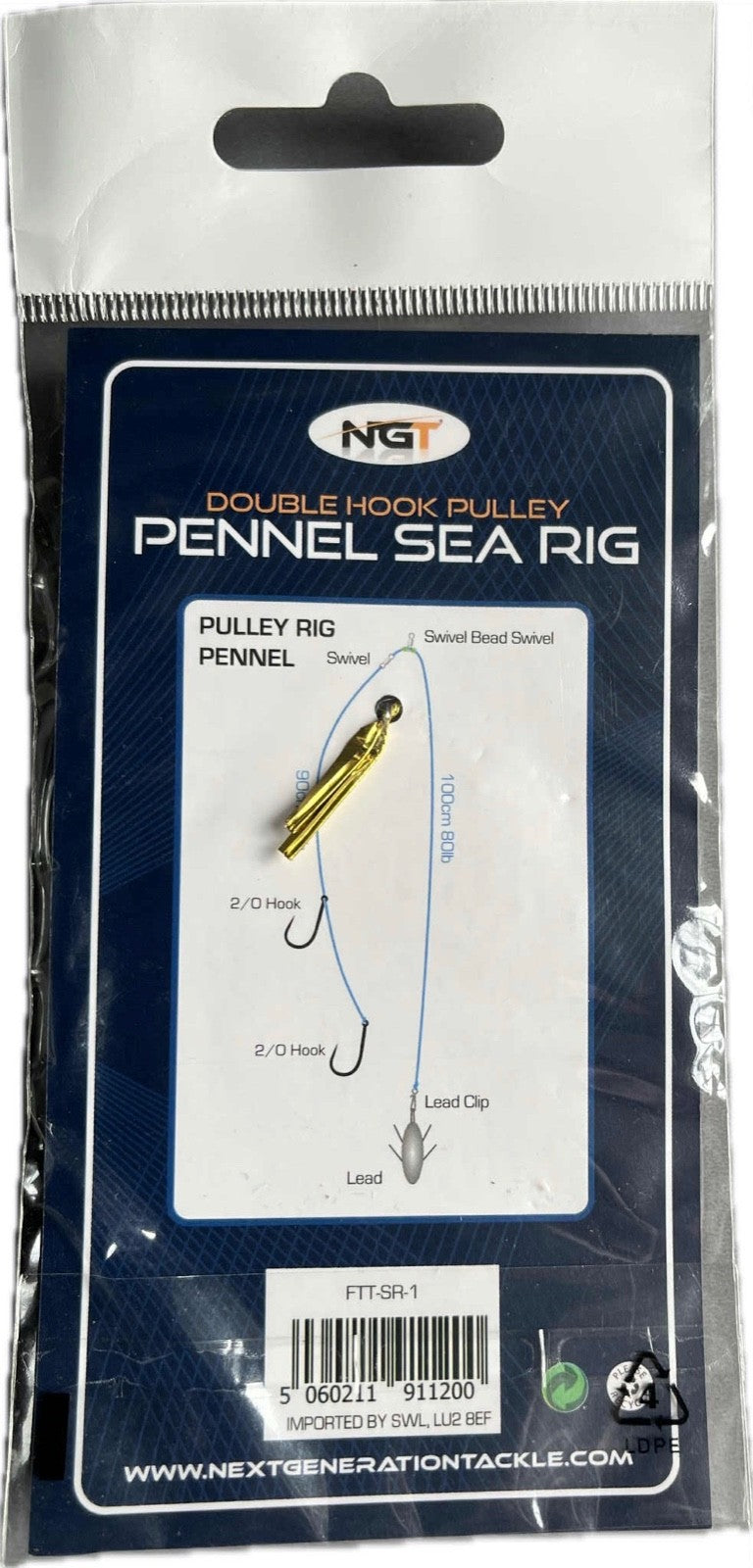NGT Pennel Sea Rig Hook Size 2/0 Beach Pier Fishing 80lb Line