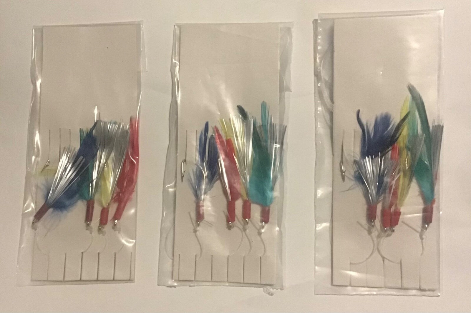 3 X 4Hook Mackerel Feathers Sea Fishing Rigs Select Colours