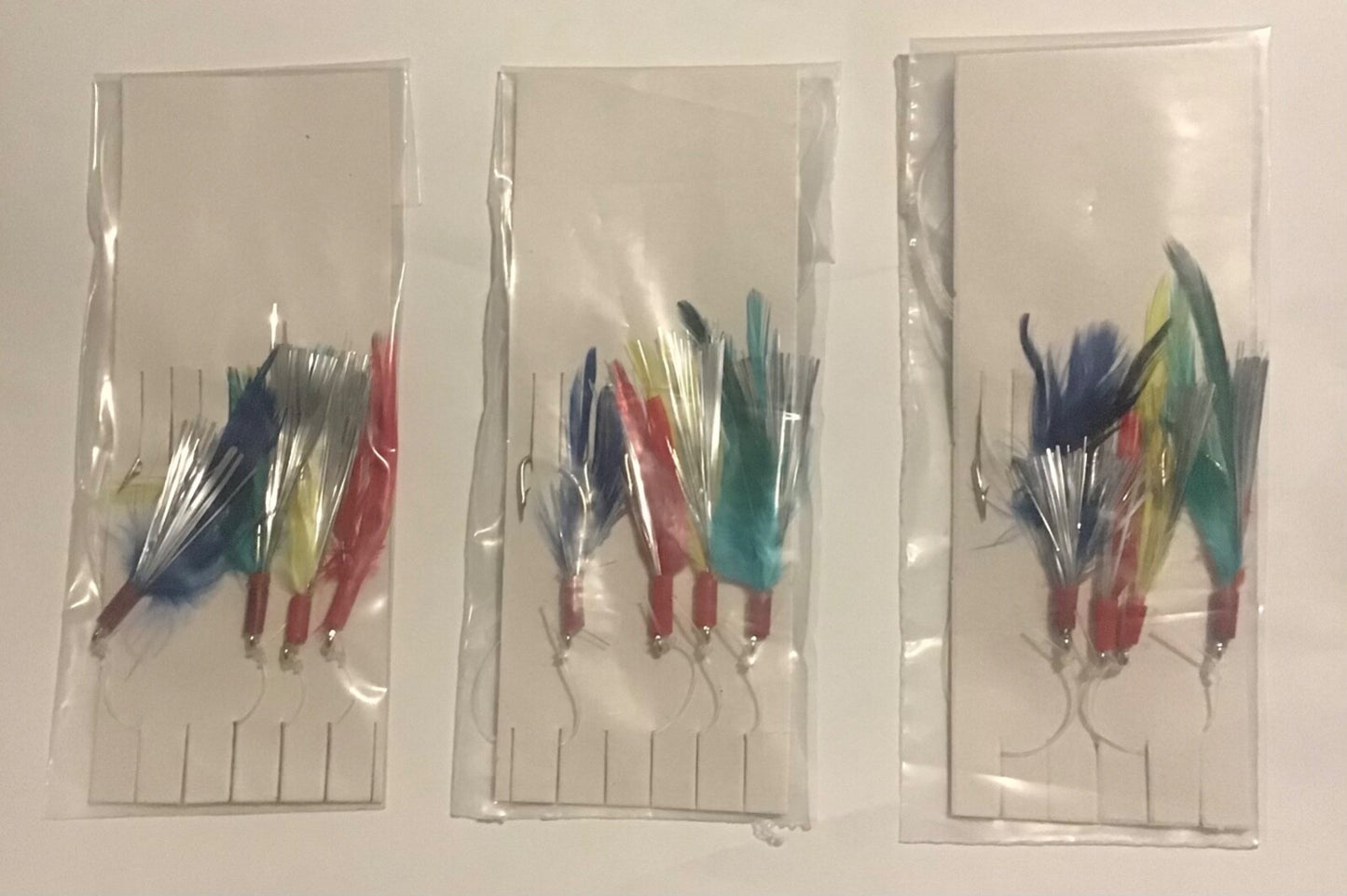 3 X 4Hook Mackerel Feathers Sea Fishing Rigs Select Colours
