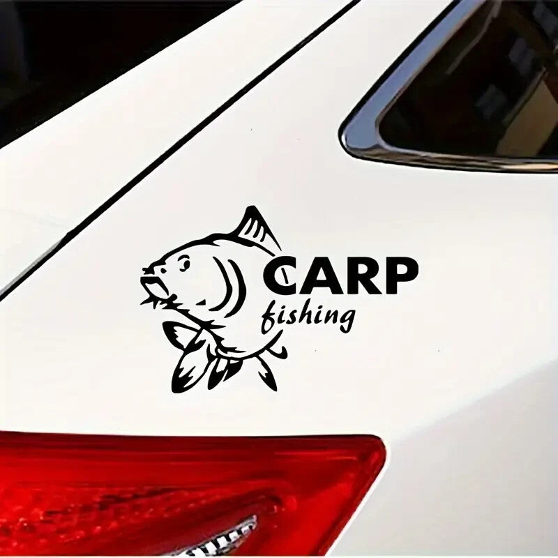 1 X Carp Fishing Sticker, Car, Van, Window Decoration, 2 Designs Black or White