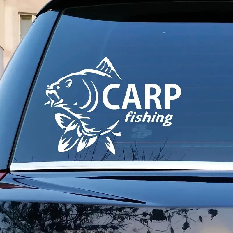1 X Carp Fishing Sticker, Car, Van, Window Decoration, 2 Designs Black or White