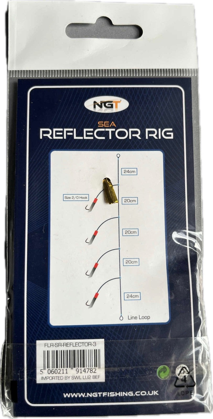 NGT 4 Hook Reflector Rig Hook Size 2/0 50lb Line Beach Pier Fishing