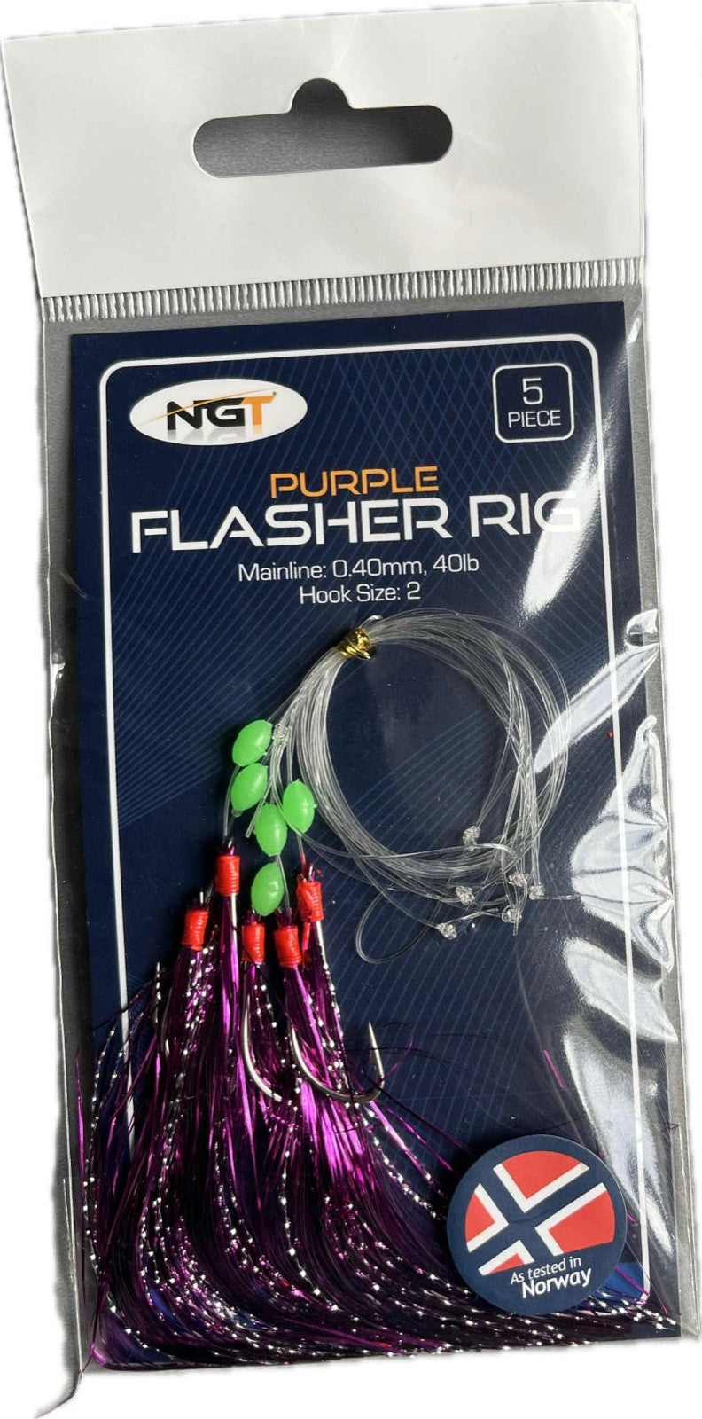 NGT Purple 5 Hook Flasher Rig Hook Size 2 Beach Pier Fishing