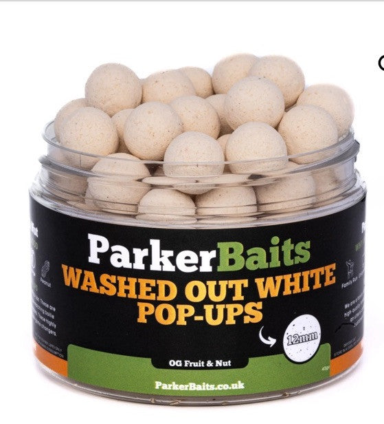 Parker Baits washed out white pop-ups 12mm OG fruit & Nut Carp , Barbel Fishing