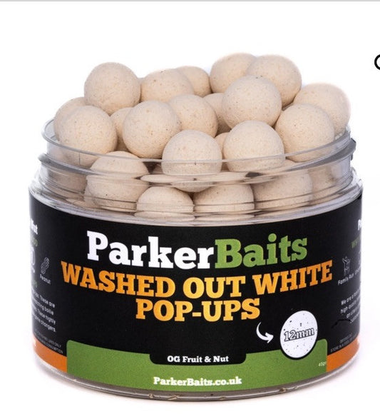 Parker Baits washed out white pop-ups 12mm OG fruit & Nut Carp , Barbel Fishing