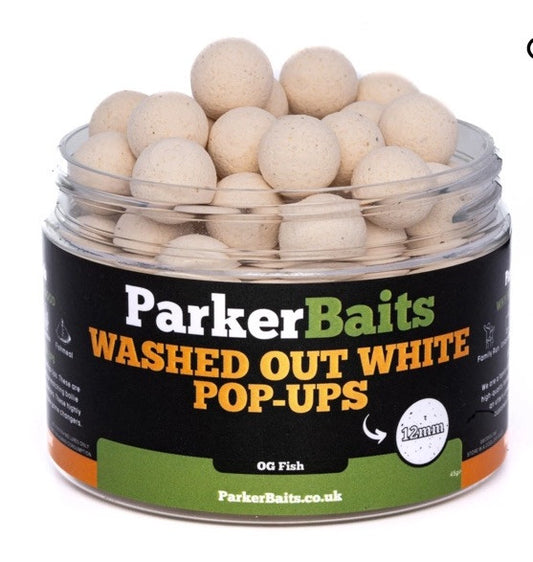 Parker Baits washed out white pop-ups OG fish 15mm Carp, Barbel Fishing